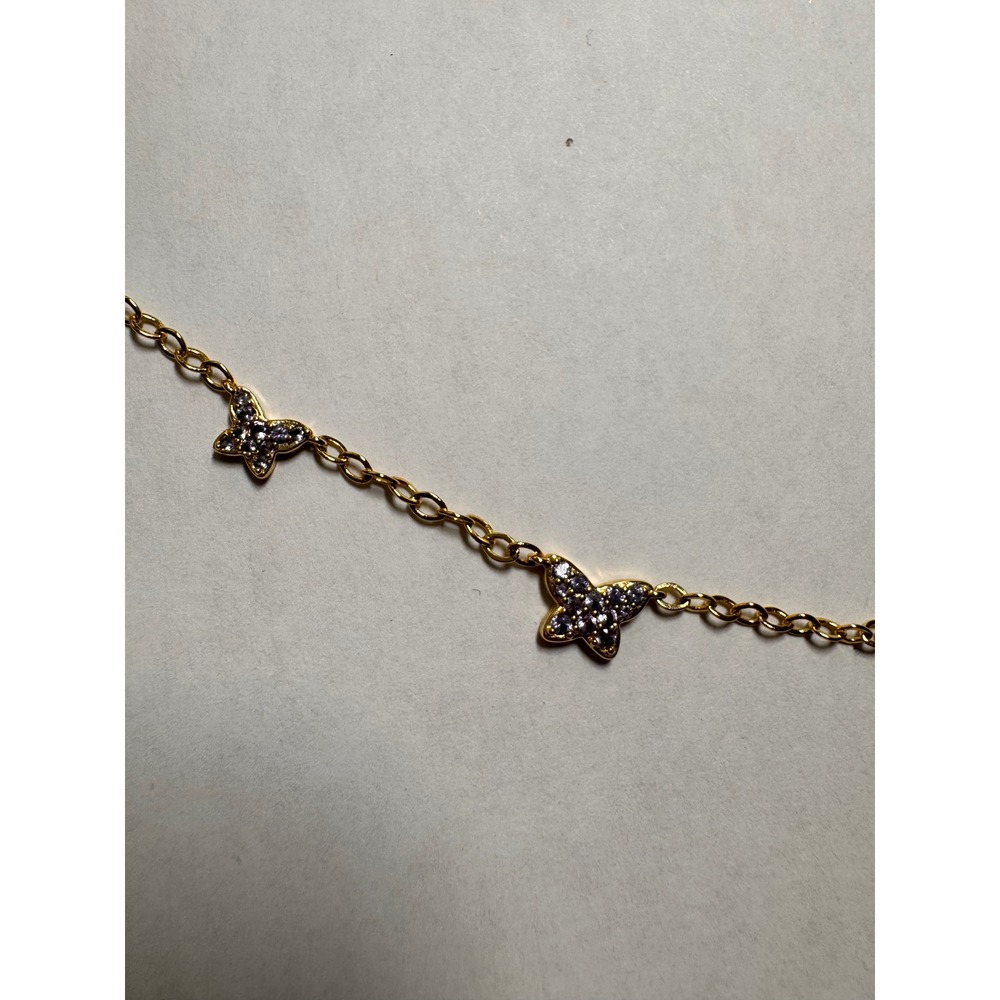 Kendra Scott Lillia Butterfly Strand Necklace Gold Pave Crystal Dainty Jewelry - Picture 3 of 5